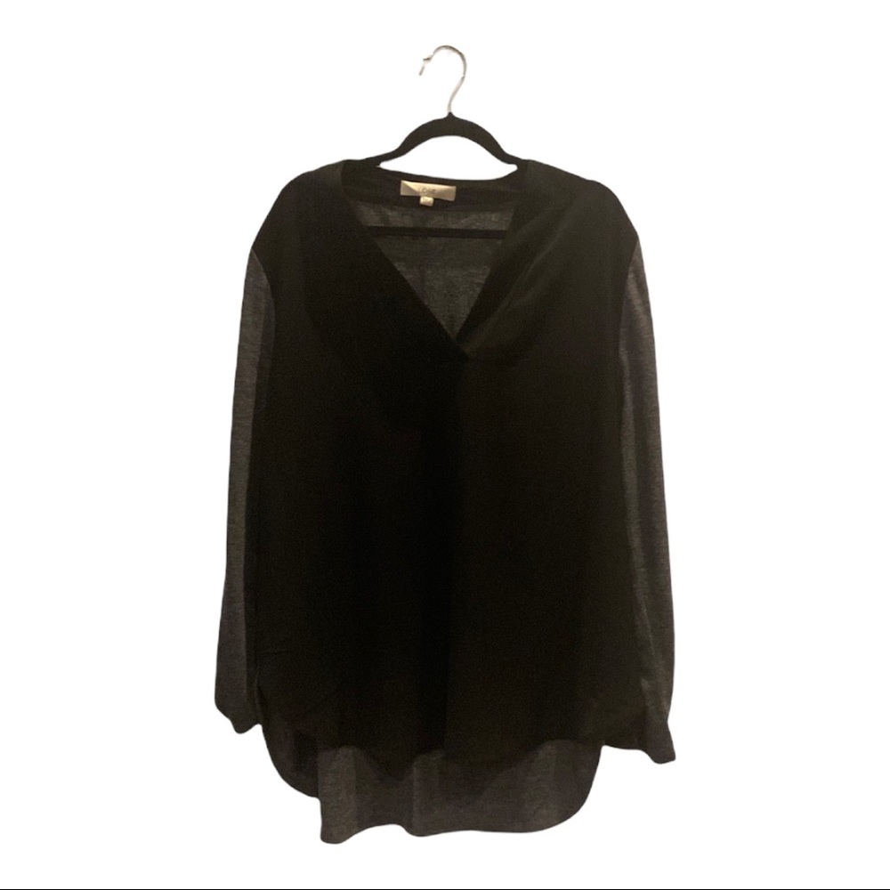 Loft, relaxed fit. Black rayon front w/ Gray lightweight stretch sweater back.